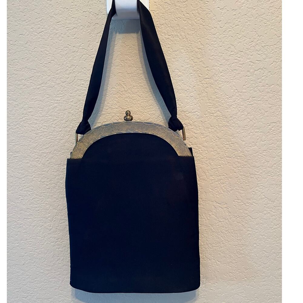 Garay | Vintage Black Fabric Evening Bag with Silk Lining